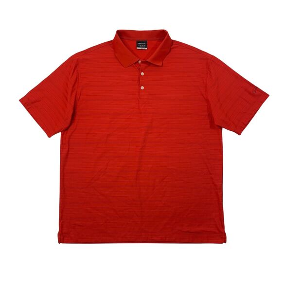 Nike Polo Shirt Mens XL Extra Large Red Golf Dri Fit Striped Moisture Wicking - Picture 1 of 9